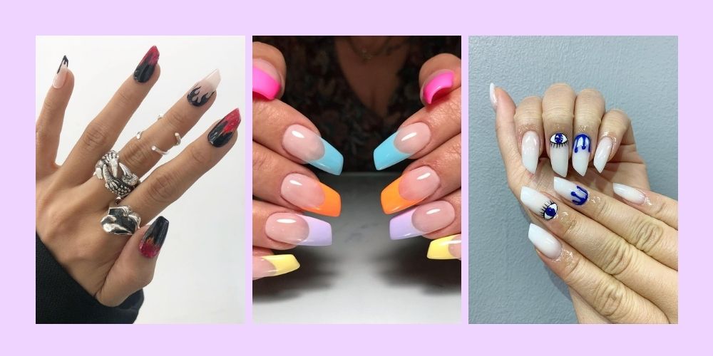 13 Inspirasi Gaya Lipstick Nails, Bentuk Kuku Asimetris yang Unik