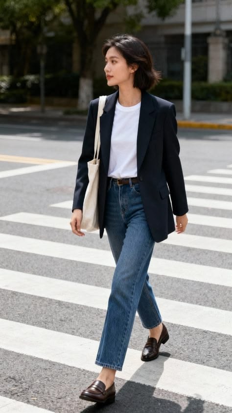 White T-Shirt + Blazer