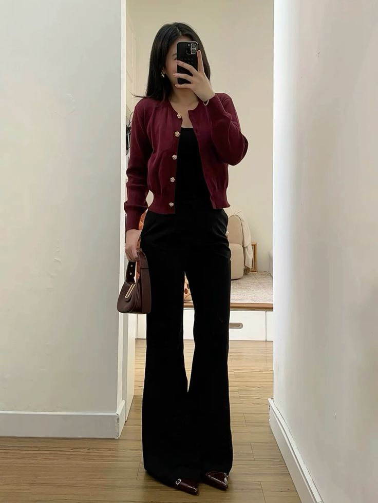 Cardigan + bootcut pants
