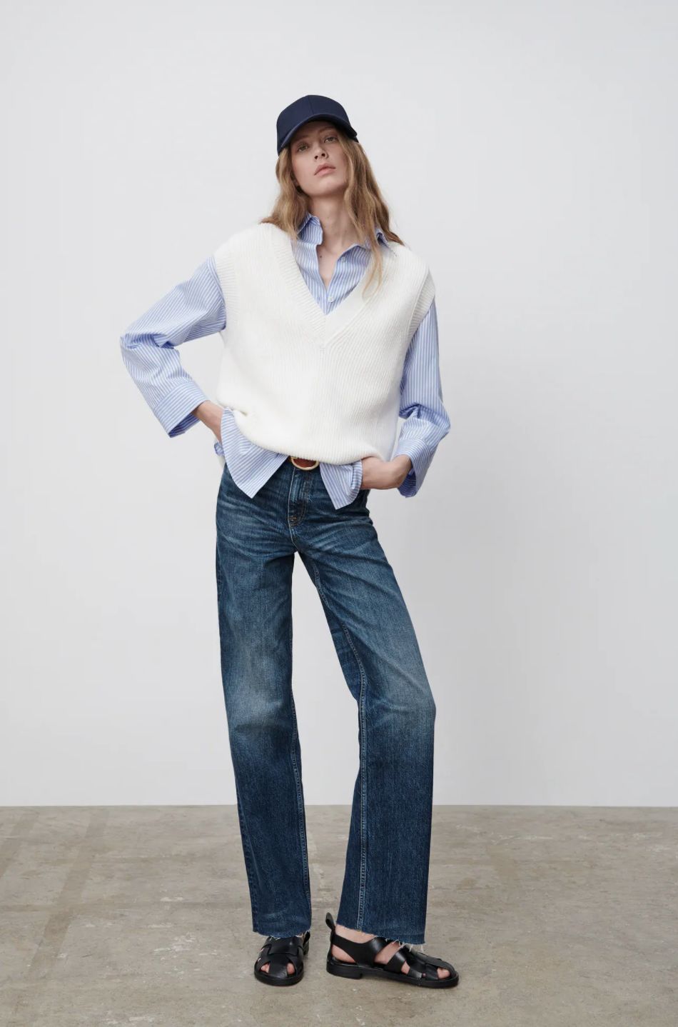Basic shirt + vest + jeans
