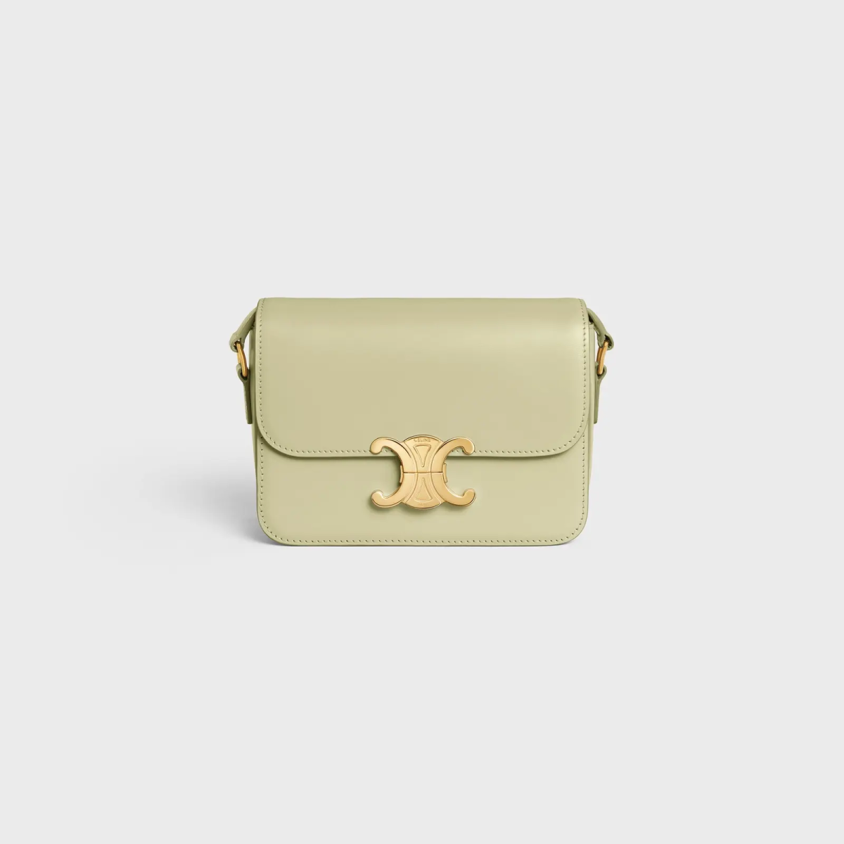 Celine - Teen Triomphe Bag In Shiny Calfskin - Almond Green