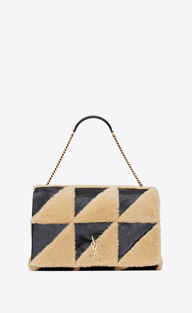 Saint Laurent - Jamie 4.0 Carré Rive Gauche" In Suede And Shearling Patchwork