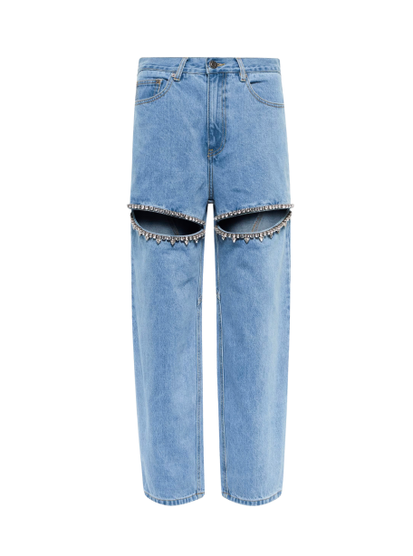Area Embellished Cut-out Jeans