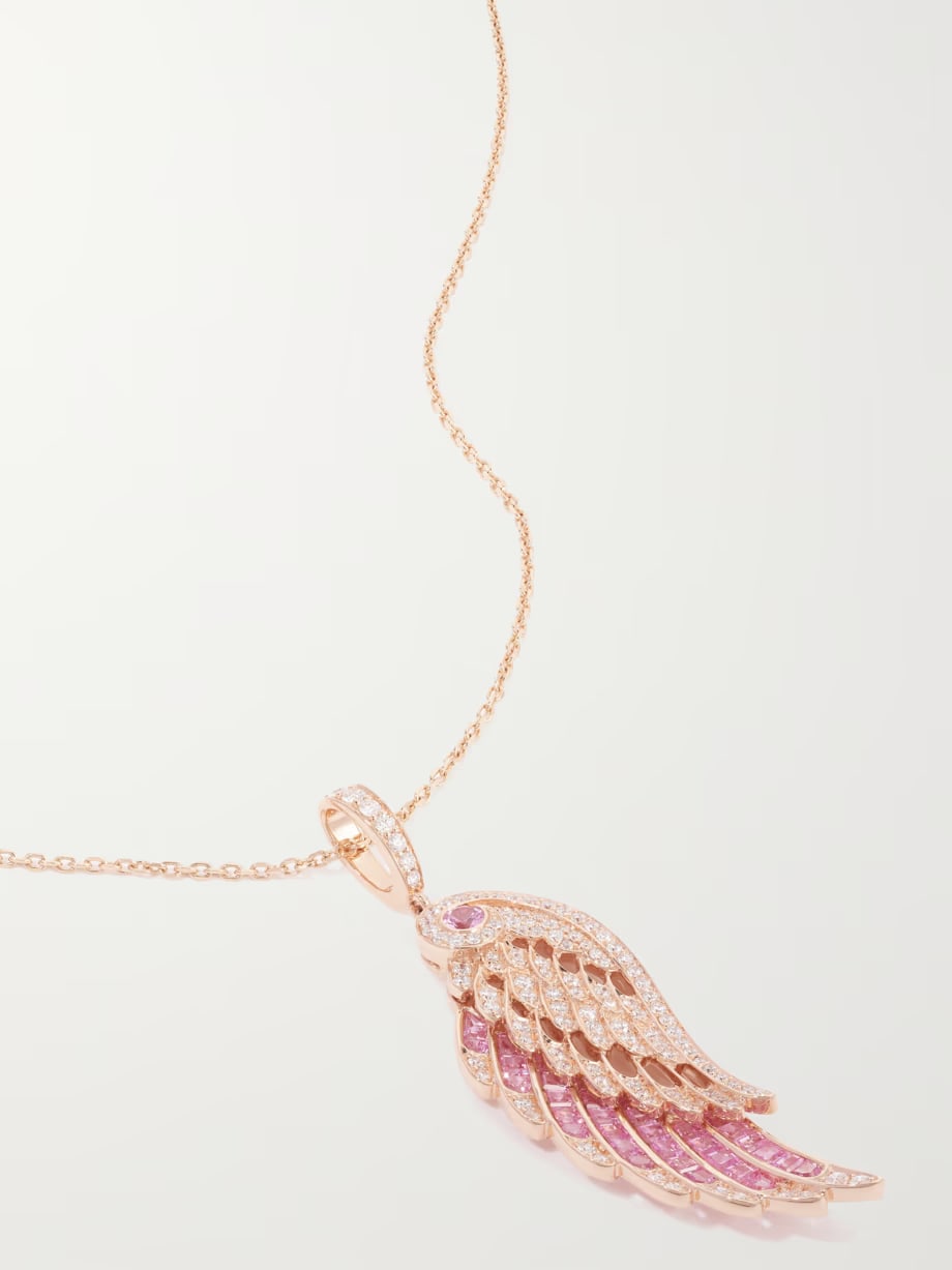 Garrard - Wings Embrace 18-Karat Rose Gold, Sapphire And Diamond Necklace