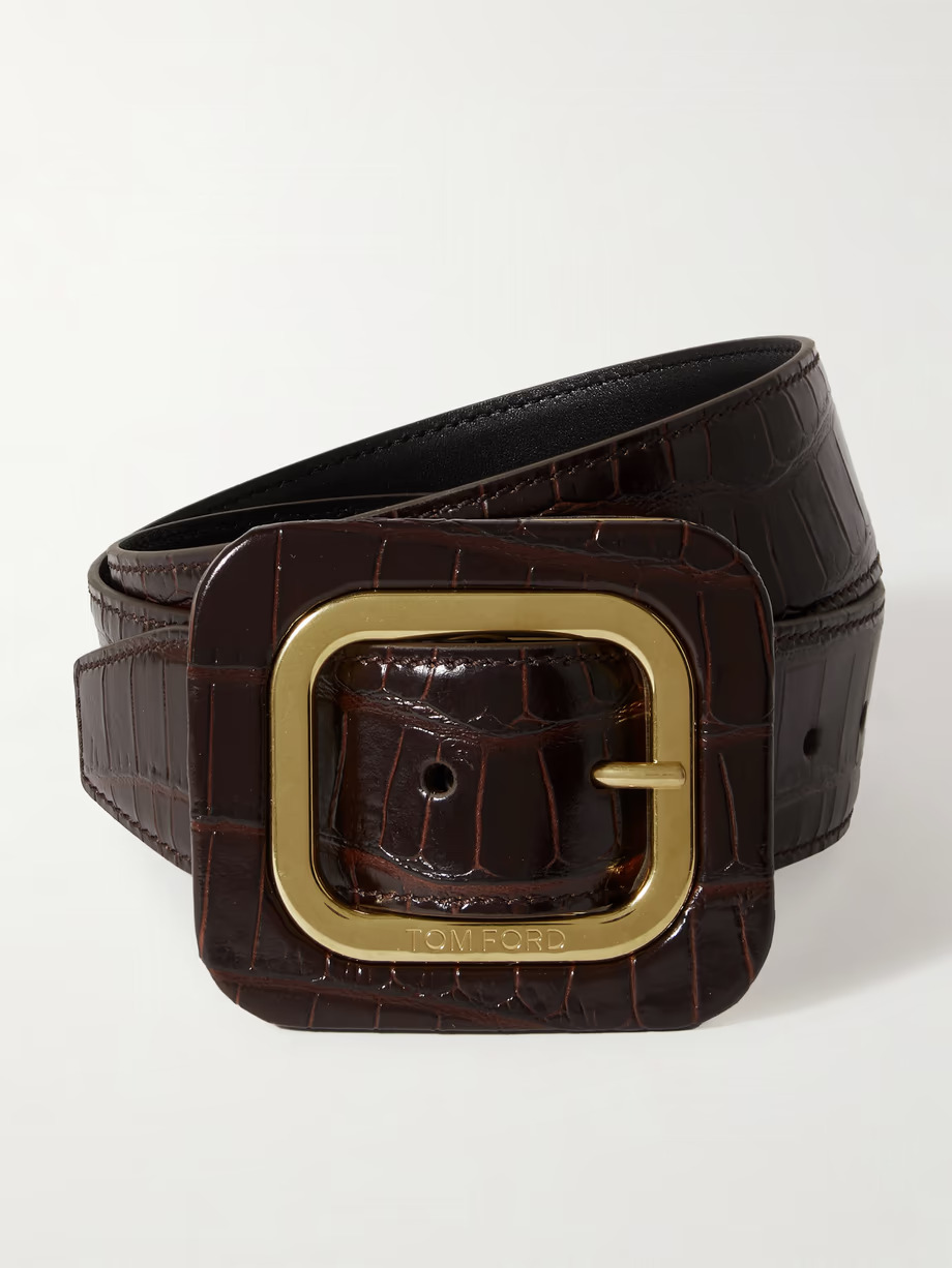 Tom Ford - Frame croc-effect glossed-leather waist belt