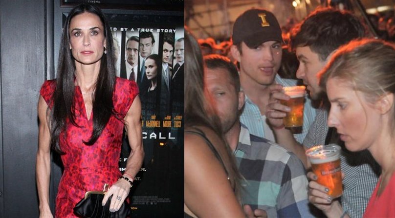 Ashton Parties in Brasil While Demi Enters Rehab