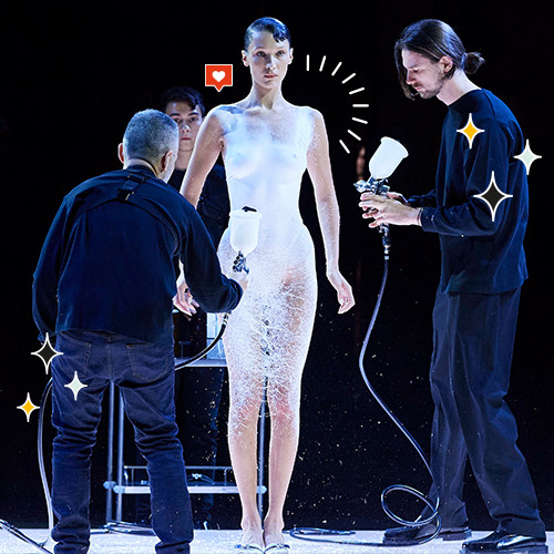 Viral! Bella Hadid Mengenakan Spray-On Dress pada Coperni Fashion Show.